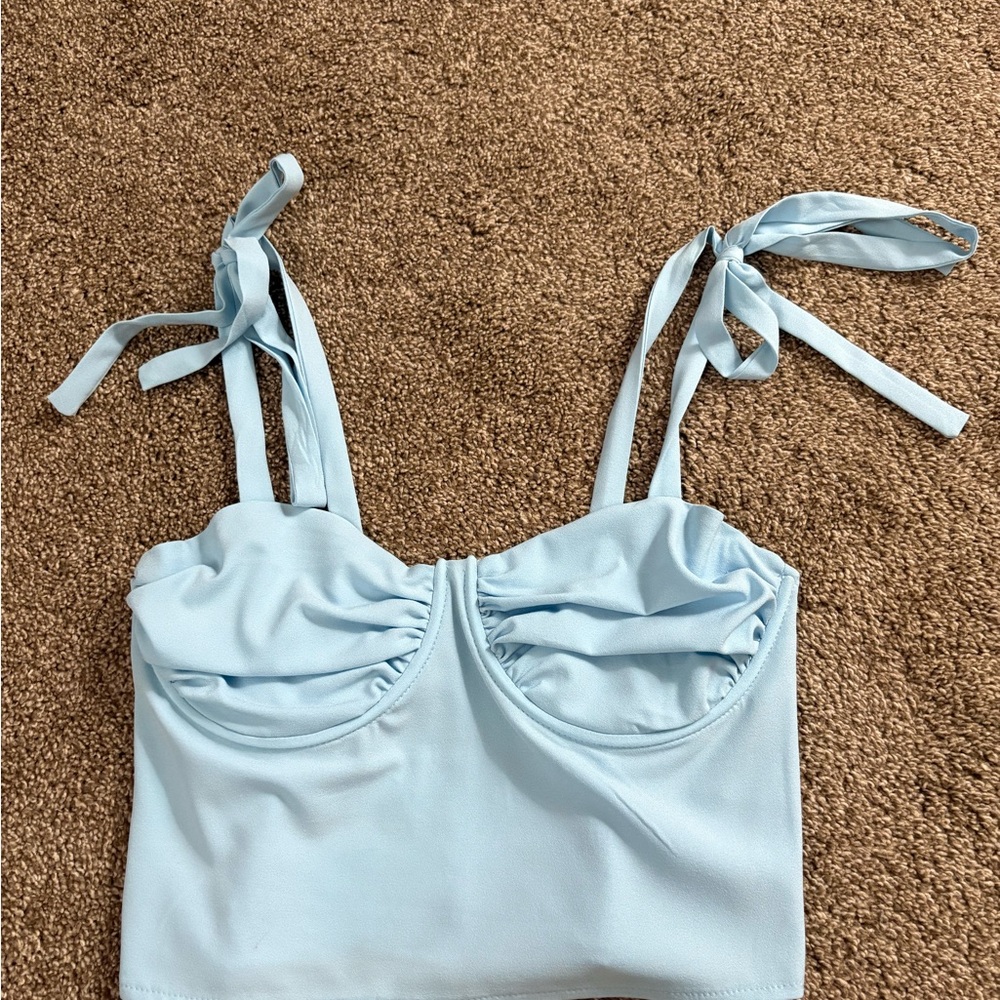Kendall & Kylie Light Blue Women's Crop Top